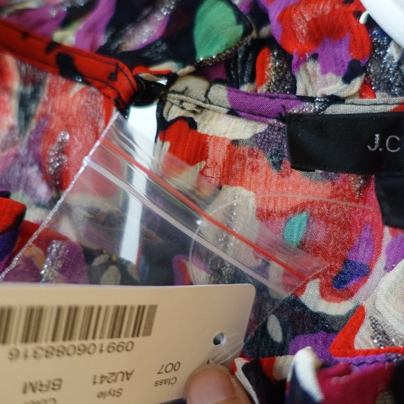 J.Crew Smocked metallic popover blouse top in Lurex dot floral AU241 XS 0 2 - Picture 6 of 16